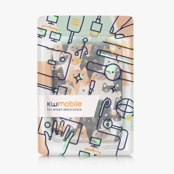 Kwmobile étui compatible avec kobo clara hd coque - étui à rabat magnétique tablette ereader similicuir - orange-noir-blanc