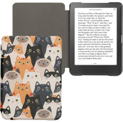 Kwmobile étui compatible avec kobo clara hd coque - étui à rabat magnétique tablette ereader similicuir - orange-noir-blanc