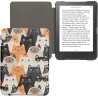 Kwmobile étui compatible avec kobo clara hd coque - étui à rabat magnétique tablette ereader similicuir - orange-noir-blanc