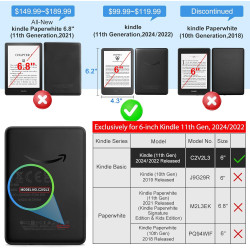 CoBak Coque Étui pour Kindle – 6" Housse de Protection Compatible avec Les appareils Kindle 11e génération (modèle 2022/2024), S