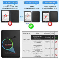 CoBak Coque Étui pour Kindle – 6" Housse de Protection Compatible avec Les appareils Kindle 11e génération (modèle 2022/2024), S