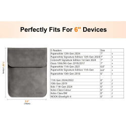 Timovo étui pour liseuse, 7"/6,8" paperblanc (12e/11e génération - 2024/2021) & colorsoft signature edition, sac de protection p