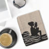 Kwmobile étui compatible avec kobo aura h2o edition 2 coque - étui à rabat magnétique tablette ereader similicuir - noir-beige