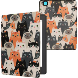 Kwmobile étui compatible avec kobo aura h2o edition 2 coque - étui à rabat magnétique tablette ereader similicuir - orange-noir-