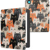 Kwmobile étui compatible avec kobo aura h2o edition 2 coque - étui à rabat magnétique tablette ereader similicuir - orange-noir-