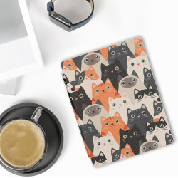 Kwmobile étui compatible avec kobo aura h2o edition 2 coque - étui à rabat magnétique tablette ereader similicuir - orange-noir-