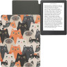 Kwmobile étui compatible avec kobo aura h2o edition 2 coque - étui à rabat magnétique tablette ereader similicuir - orange-noir-