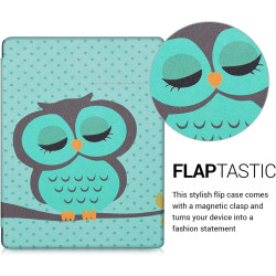 kwmobile Étui Compatible avec Kobo Aura H2O Edition 2 Coque - Étui à Rabat magnétique Tablette eReader Similicuir - Turquoise-Ma