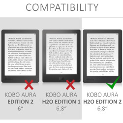 kwmobile Étui Compatible avec Kobo Aura H2O Edition 2 Coque - Étui à Rabat magnétique Tablette eReader Similicuir - Turquoise-Ma