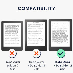 kwmobile Étui Compatible avec Kobo Aura H2O Edition 2 Coque - Étui à Rabat magnétique Tablette eReader Similicuir - Multicolore
