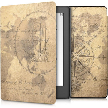 kwmobile Étui Compatible avec Kobo Aura H2O Edition 2 Coque - Étui à Rabat magnétique Tablette eReader Similicuir - Marron-Marro