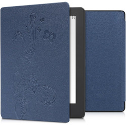 kwmobile Étui Compatible avec Kobo Aura H2O Edition 2 Coque - Étui à Rabat magnétique Tablette eReader Similicuir - Bleu foncé