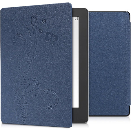 kwmobile Étui Compatible avec Kobo Aura H2O Edition 2 Coque - Étui à Rabat magnétique Tablette eReader Similicuir - Bleu foncé