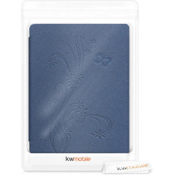 kwmobile Étui Compatible avec Kobo Aura H2O Edition 2 Coque - Étui à Rabat magnétique Tablette eReader Similicuir - Bleu foncé