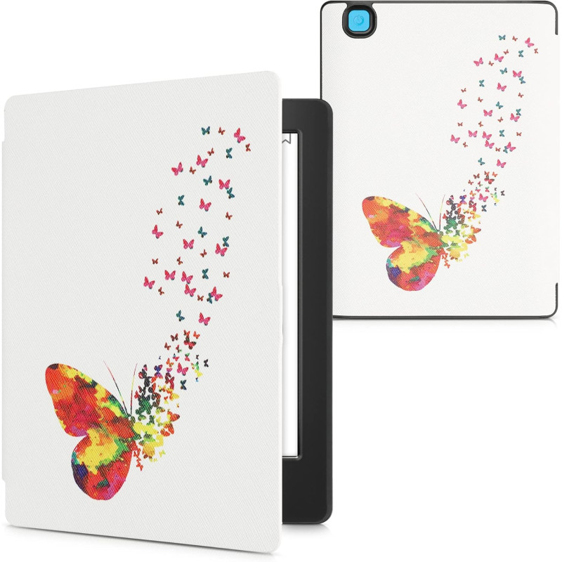 kwmobile Étui Compatible avec Kobo Aura H2O Edition 2 Coque - Étui à Rabat magnétique Tablette eReader Similicuir - Multicolore-