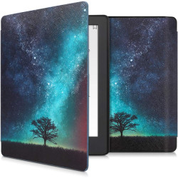 kwmobile Étui Compatible avec Kobo Aura H2O Edition 2 Coque - Étui à Rabat magnétique Tablette eReader Similicuir - Bleu-Gris-No