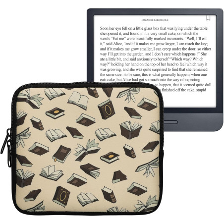 Kwmobile housse de protection pour liseuse - étui de protection pour e-reader en néoprène - beige-marron-doré