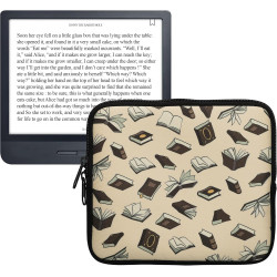 Kwmobile housse de protection pour liseuse - étui de protection pour e-reader en néoprène - beige-marron-doré