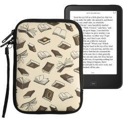 Kwmobile housse de protection pour liseuse - étui de protection 17 x 12 x 2 cm pour e-reader en néoprène - beige-marron-doré