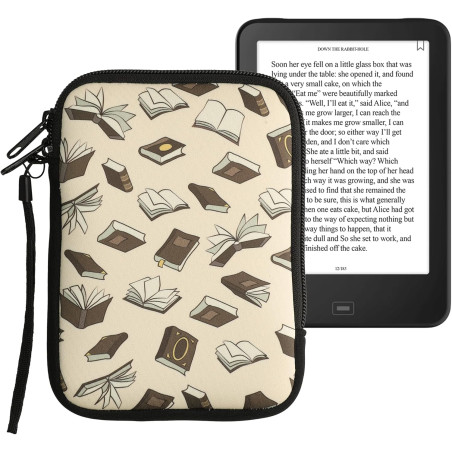 Kwmobile housse de protection pour liseuse - étui de protection 17 x 12 x 2 cm pour e-reader en néoprène - beige-marron-doré