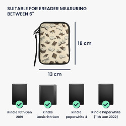 Kwmobile housse de protection pour liseuse - étui de protection 17 x 12 x 2 cm pour e-reader en néoprène - beige-marron-doré