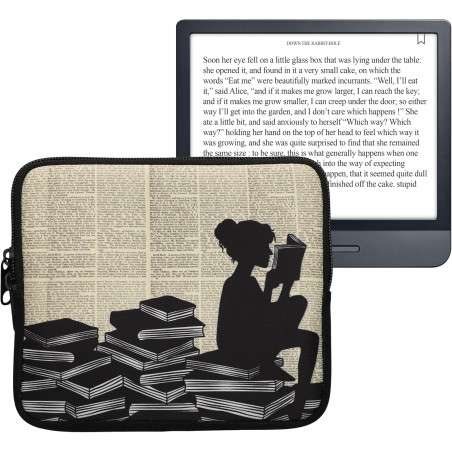 Kwmobile housse de protection pour liseuse - étui de protection pour e-reader en néoprène - noir-beige