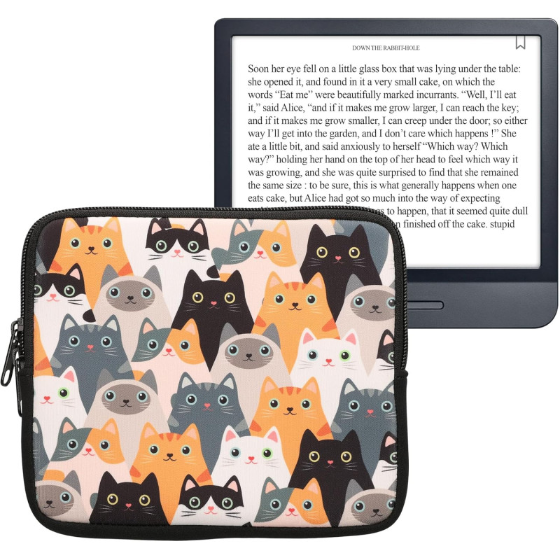 Kwmobile housse de protection pour liseuse - étui de protection pour e-reader en néoprène - orange-noir-blanc