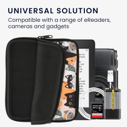 Kwmobile housse de protection pour liseuse - étui de protection pour e-reader en néoprène - orange-noir-blanc
