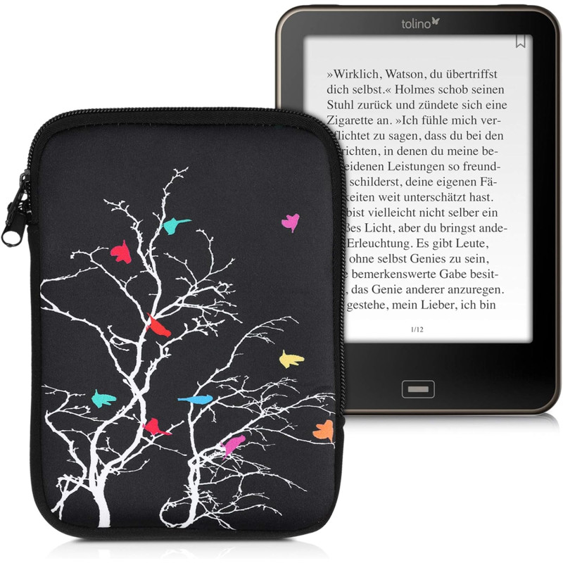 kwmobile Housse de Protection pour Liseuse - Étui de Protection 17 x 12 x 2 cm pour E-Reader en Néoprène - Multicolore-Fuchsia-N