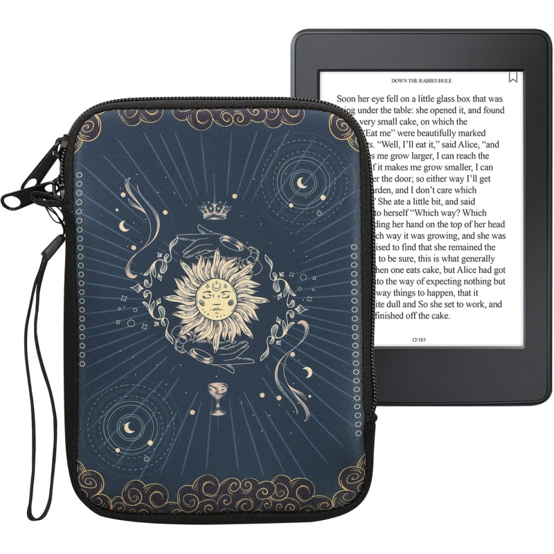 kwmobile Housse de Protection pour Liseuse - Étui de Protection 17 x 12 x 2 cm pour E-Reader en Néoprène - Bleu foncé-Jaune-Noir
