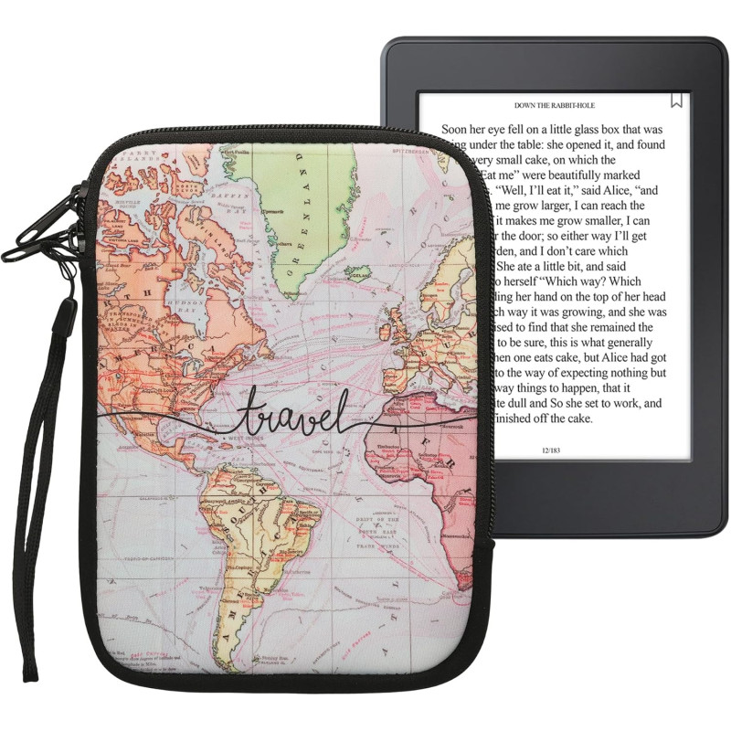kwmobile Housse de Protection pour Liseuse - Étui de Protection 17 x 12 x 2 cm pour E-Reader en Néoprène - Noir-Multicolore