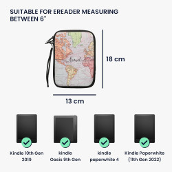 kwmobile Housse de Protection pour Liseuse - Étui de Protection 17 x 12 x 2 cm pour E-Reader en Néoprène - Noir-Multicolore