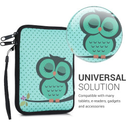 kwmobile Housse de Protection pour Liseuse - Étui de Protection 17 x 12 x 2 cm pour E-Reader en Néoprène - Turquoise-Marron-Ment