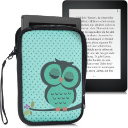 kwmobile Housse de Protection pour Liseuse - Étui de Protection 17 x 12 x 2 cm pour E-Reader en Néoprène - Turquoise-Marron-Ment