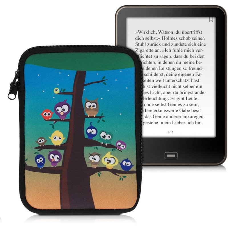 kwmobile Housse de Protection pour Liseuse - Étui de Protection 17 x 12 x 2 cm pour E-Reader en Néoprène - Multicolore-Bleu-Marr