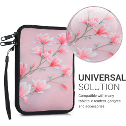 kwmobile Housse de Protection pour Liseuse - Étui de Protection 17 x 12 x 2 cm pour E-Reader en Néoprène - Rose Clair-Blanc-Rose