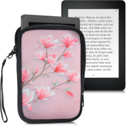 kwmobile Housse de Protection pour Liseuse - Étui de Protection 17 x 12 x 2 cm pour E-Reader en Néoprène - Rose Clair-Blanc-Rose