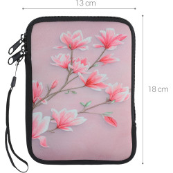 kwmobile Housse de Protection pour Liseuse - Étui de Protection 17 x 12 x 2 cm pour E-Reader en Néoprène - Rose Clair-Blanc-Rose