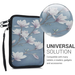 kwmobile Housse de Protection pour Liseuse - Étui de Protection 17 x 12 x 2 cm pour E-Reader en Néoprène - Taupe-Blanc-Bleu-Gris