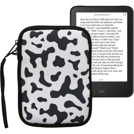 kwmobile Housse de Protection pour Liseuse - Étui de Protection 17 x 12 x 2 cm pour E-Reader en Néoprène - Noir-Blanc