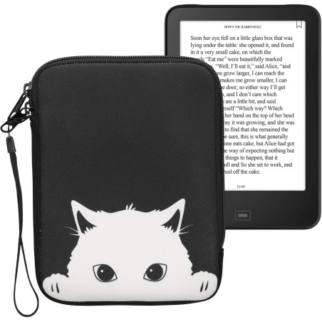 kwmobile Housse de Protection pour Liseuse - Étui de Protection 17 x 12 x 2 cm pour E-Reader en Néoprène - Noir-Blanc