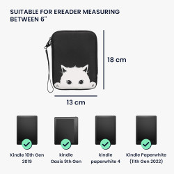 kwmobile Housse de Protection pour Liseuse - Étui de Protection 17 x 12 x 2 cm pour E-Reader en Néoprène - Noir-Blanc
