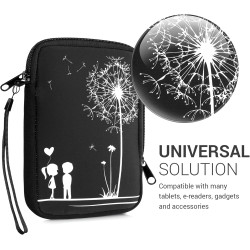 kwmobile Housse de Protection pour Liseuse - Étui de Protection 17 x 12 x 2 cm pour E-Reader en Néoprène - Blanc-Noir
