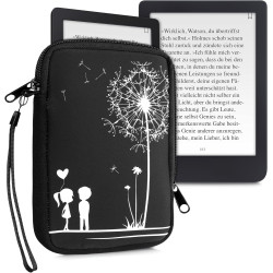 kwmobile Housse de Protection pour Liseuse - Étui de Protection 17 x 12 x 2 cm pour E-Reader en Néoprène - Blanc-Noir