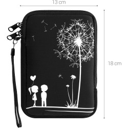 kwmobile Housse de Protection pour Liseuse - Étui de Protection 17 x 12 x 2 cm pour E-Reader en Néoprène - Blanc-Noir