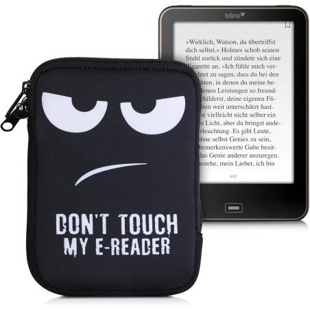 kwmobile Housse de Protection pour Liseuse - Étui de Protection 17 x 12 x 2 cm pour E-Reader en Néoprène - Blanc-Noir