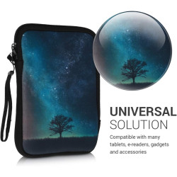kwmobile Housse de Protection pour Liseuse - Étui de Protection 17 x 12 x 2 cm pour E-Reader en Néoprène - Bleu-Gris-Noir