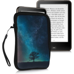 kwmobile Housse de Protection pour Liseuse - Étui de Protection 17 x 12 x 2 cm pour E-Reader en Néoprène - Bleu-Gris-Noir