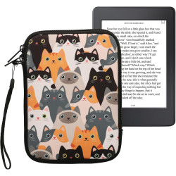 Kwmobile housse de protection pour liseuse - étui de protection 17 x 12 x 2 cm pour e-reader en néoprène - orange-noir-blanc