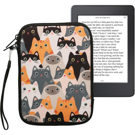 Kwmobile housse de protection pour liseuse - étui de protection 17 x 12 x 2 cm pour e-reader en néoprène - orange-noir-blanc